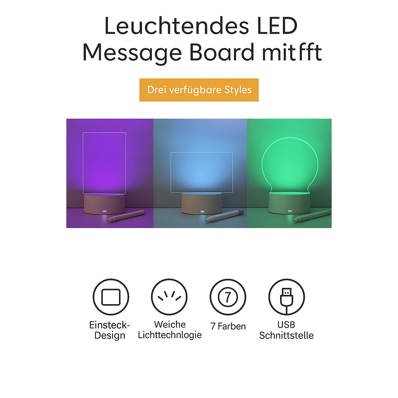 Leuchtendes LED Message Board mit Stift